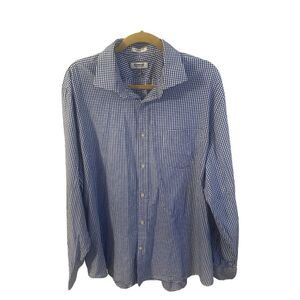Express Blue and White Checkered Casual Button Down Shirt